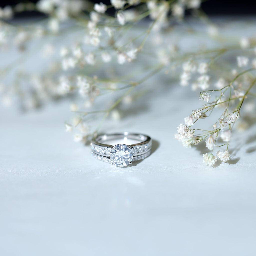 Certified Lab Diamond 2 Carat Round Engagement Ring with Enhancer