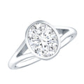 Bezel Set Oval Lab Created Diamond Solitaire Ring For Women