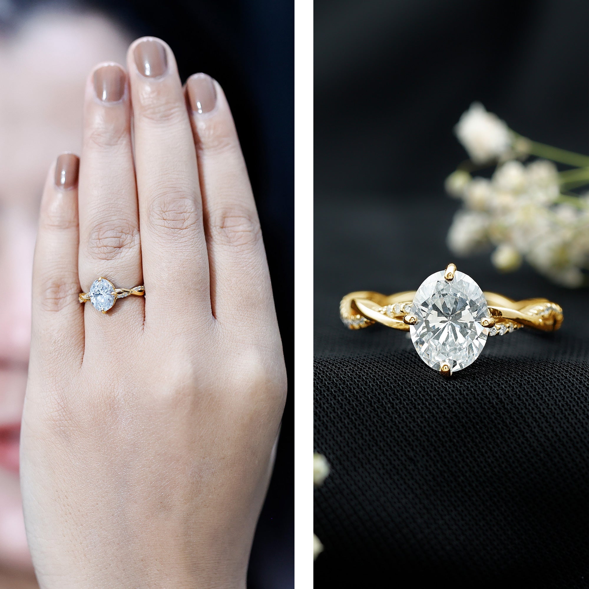 Lab Grown Diamond Oval Engagement Ring With Braided Style Band