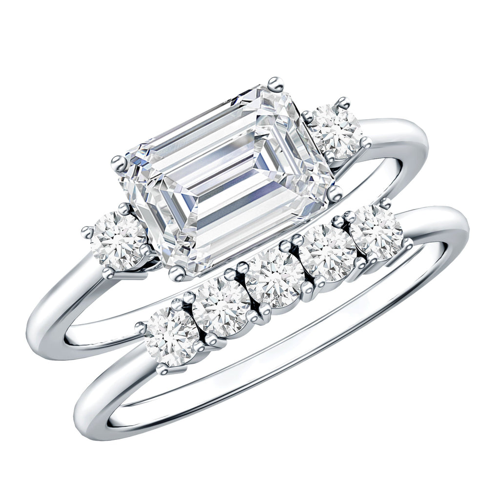Lab Diamond Emerald Cut Engagement Ring With Band