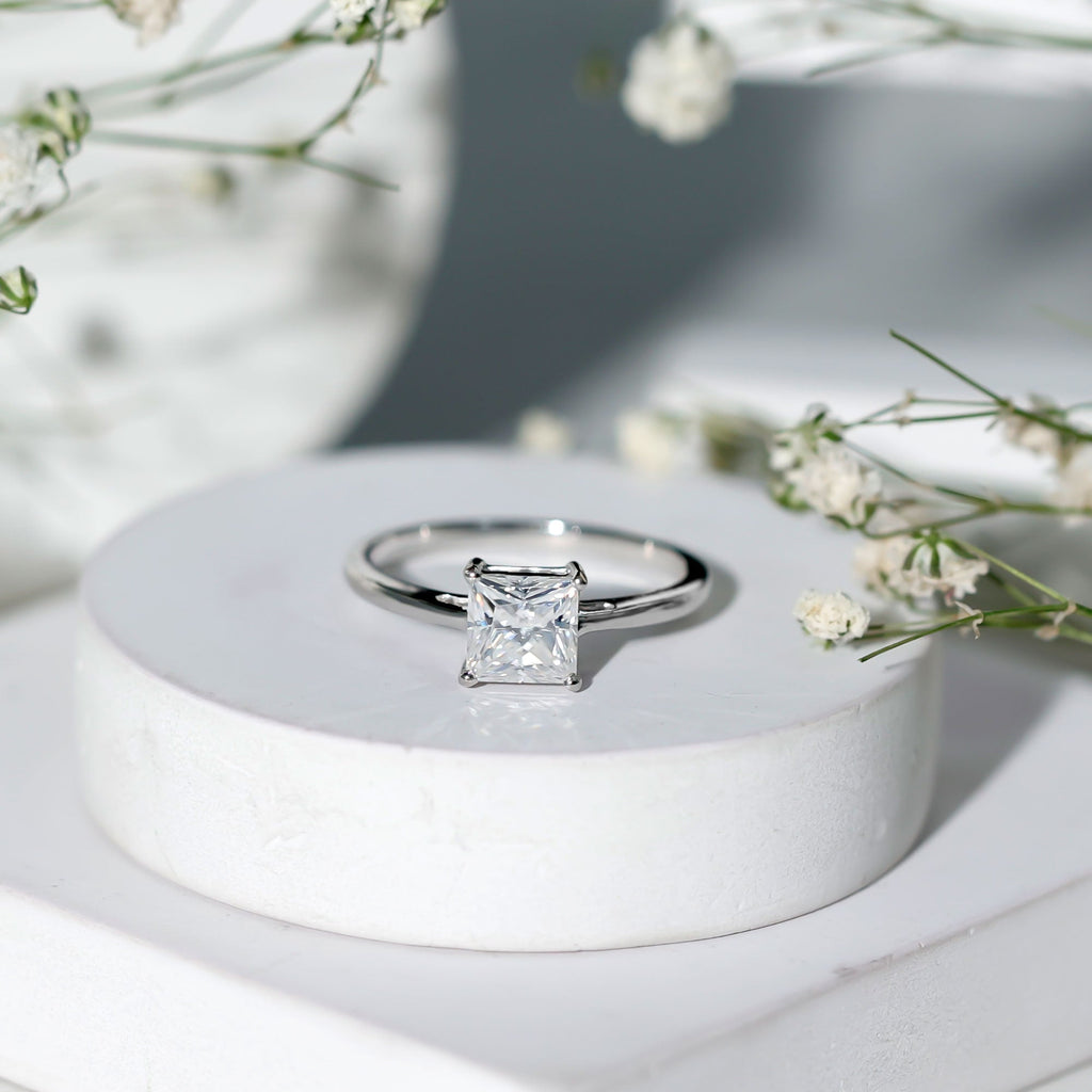 Certified Lab Grown Diamond 6 mm Square Cut Engagement Ring