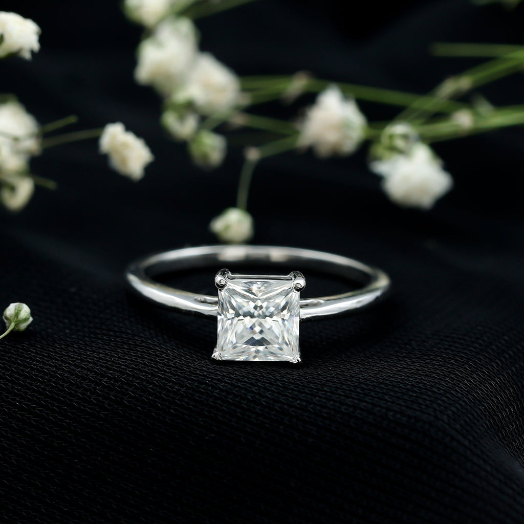 Certified Lab Grown Diamond 6 mm Square Cut Engagement Ring