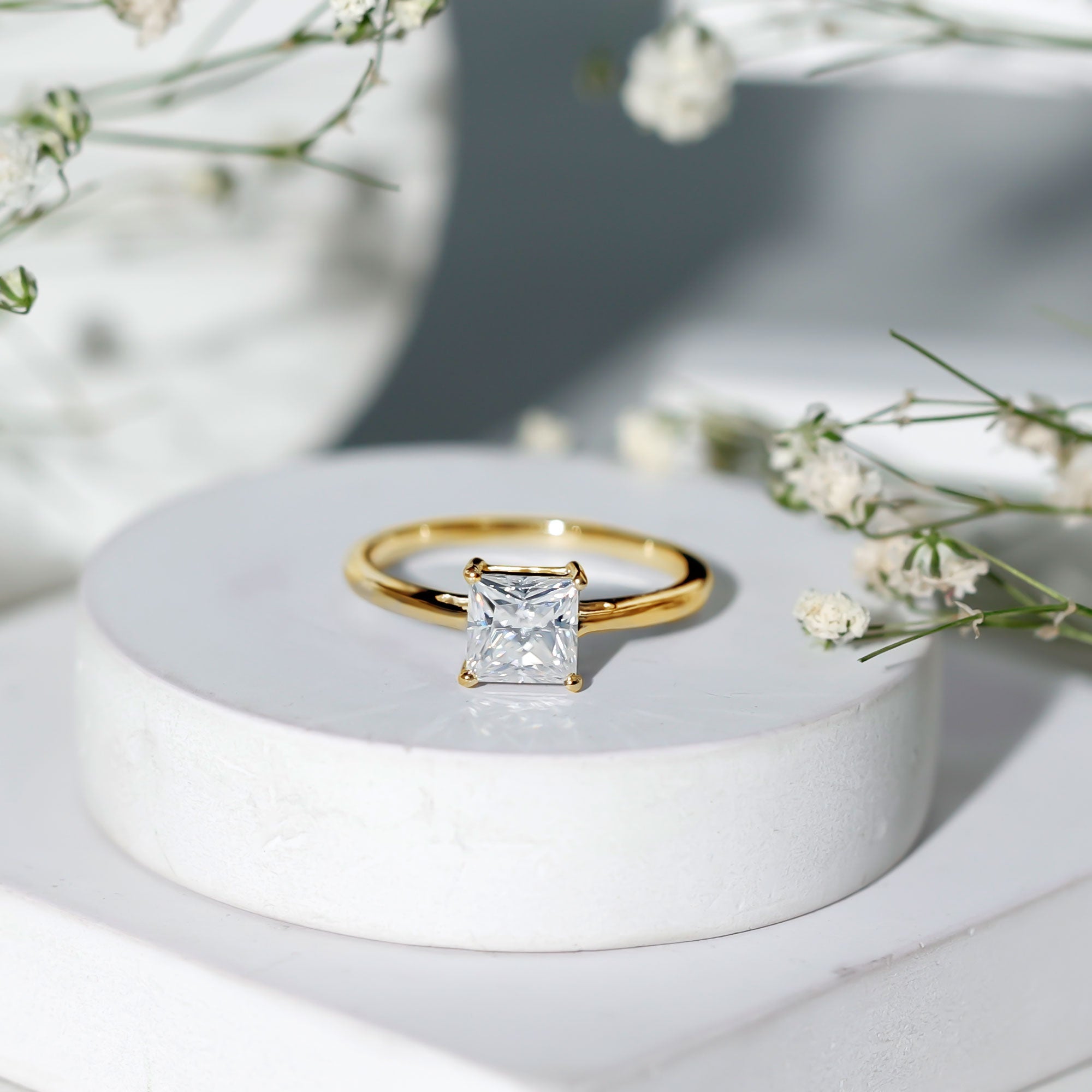 Certified Lab Grown Diamond 6 mm Square Cut Engagement Ring