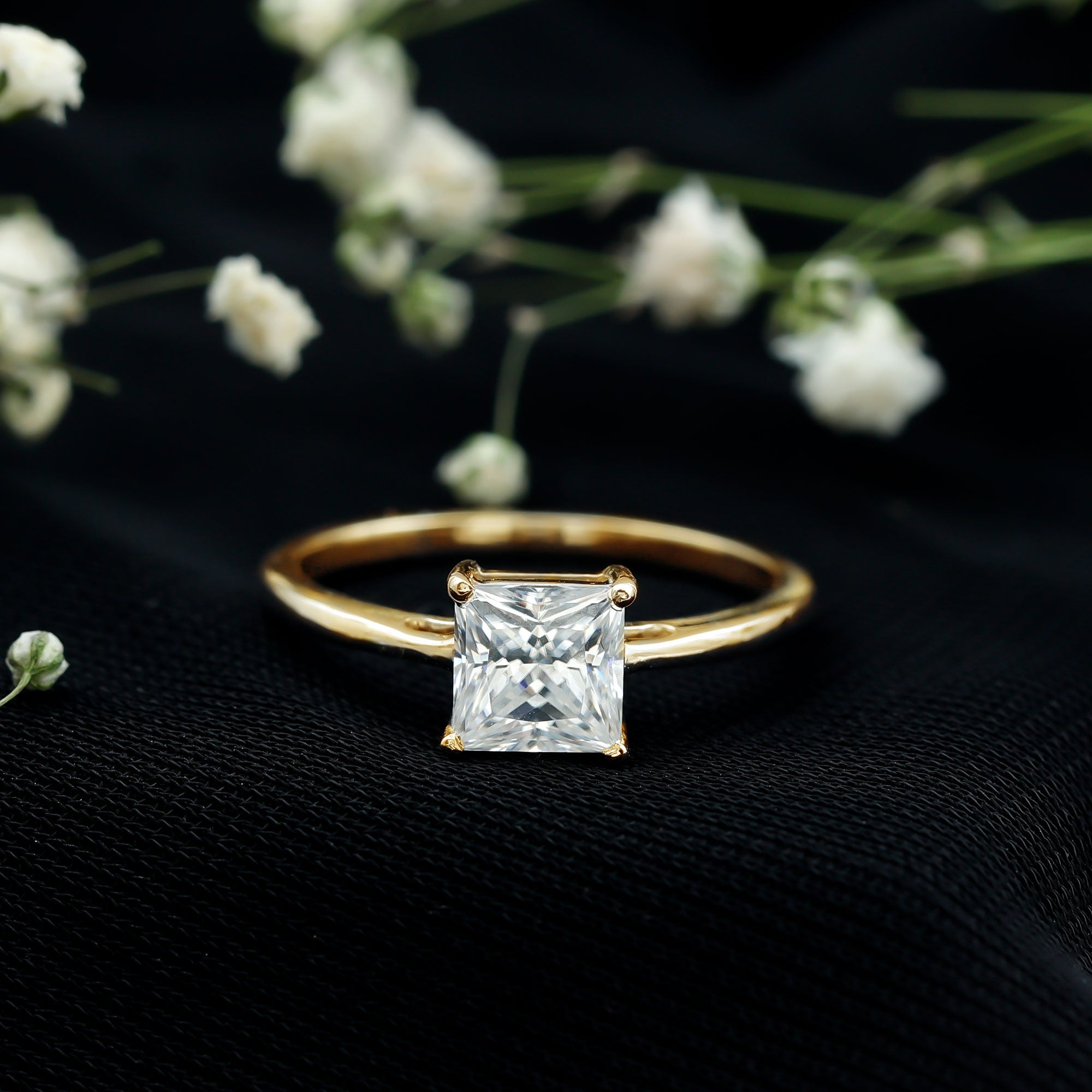 Certified Lab Grown Diamond 6 mm Square Cut Engagement Ring