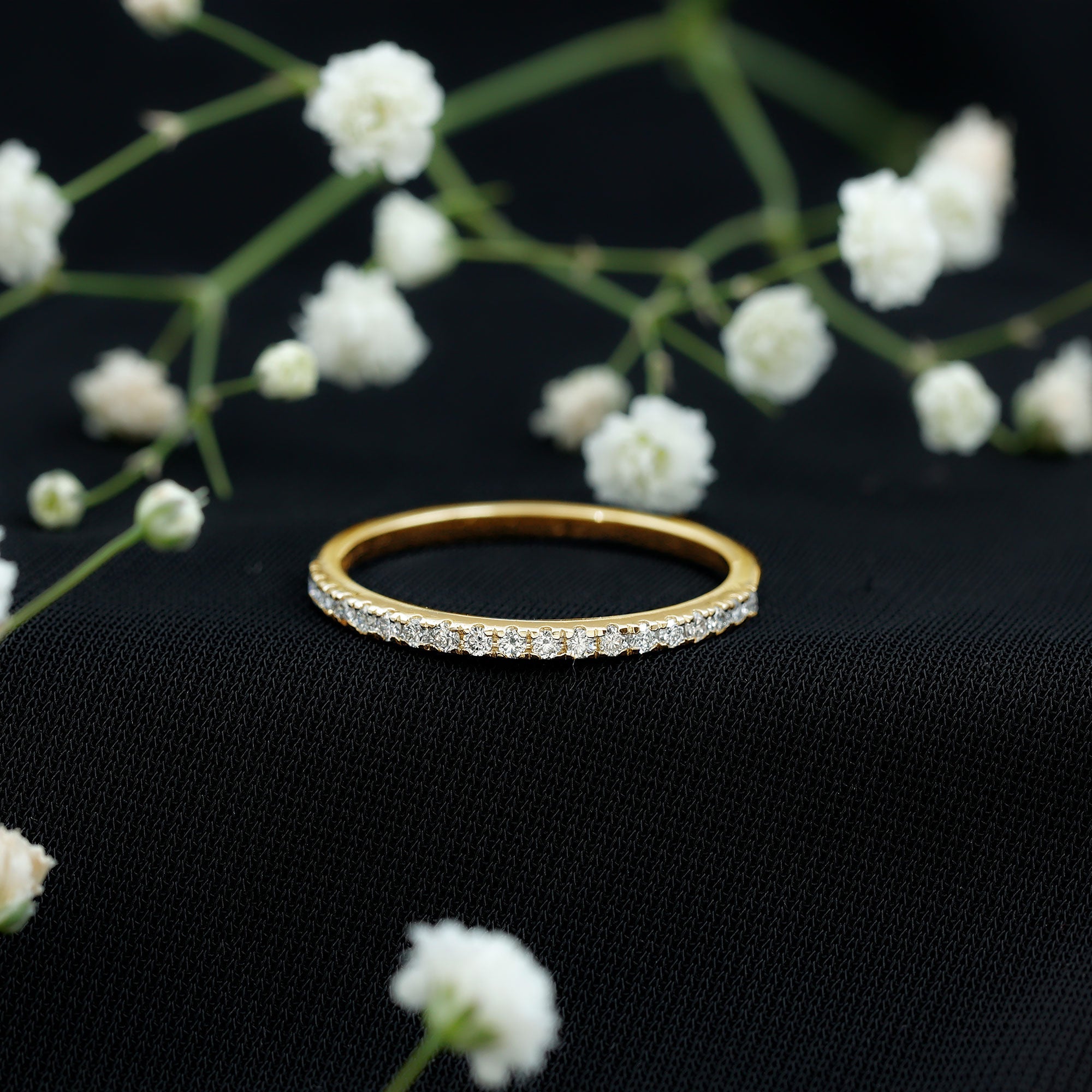 Lab Created Diamond Simple Eternity Ring in Pave Setting