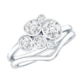 Bezel Set Lab Created Diamond Cluster Wedding Ring Set