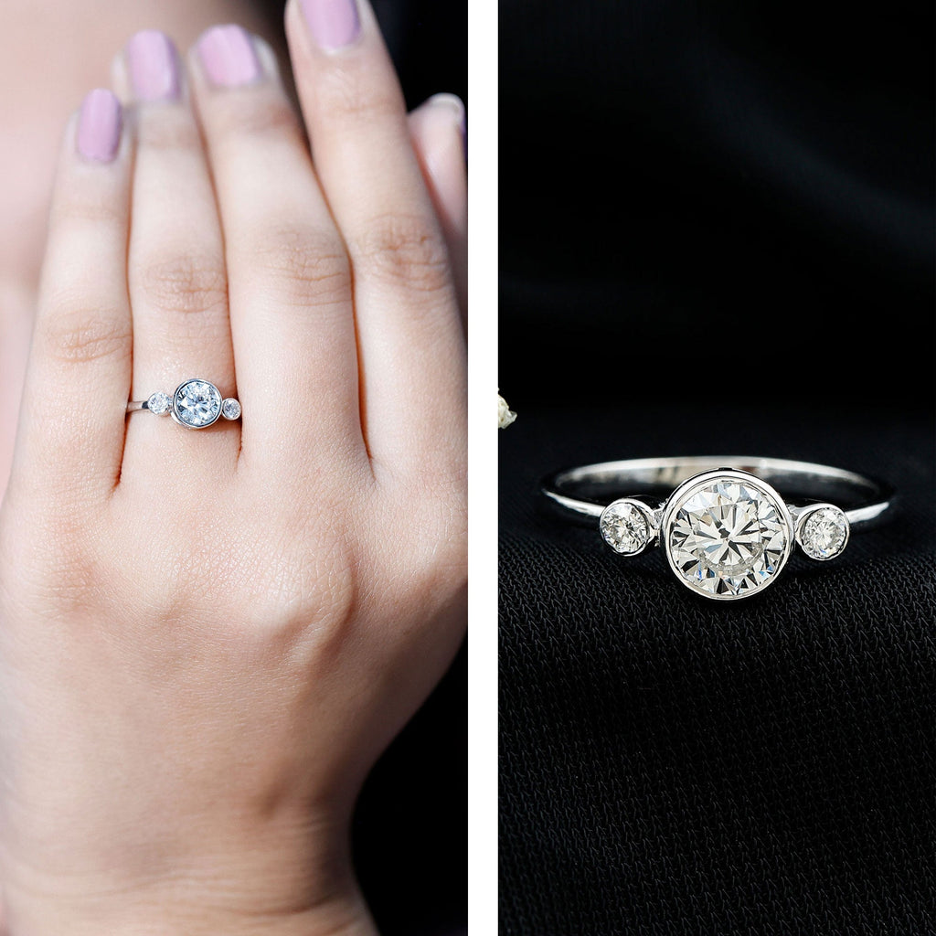Lab Created Diamond Bezel Set Engagement Ring for Her