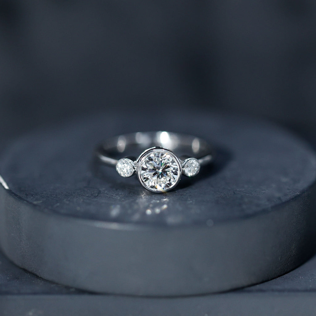 Lab Created Diamond Bezel Set Engagement Ring for Her