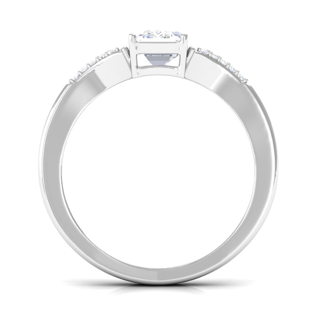 Emerald Cut Lab Diamond Engagement Ring With Split Shank Ring