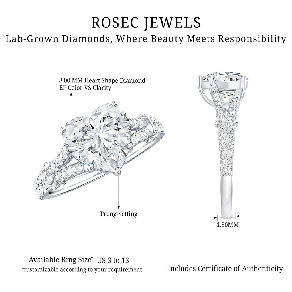 8 mm Lab Grown Diamond Heart Shape Engagement Ring
