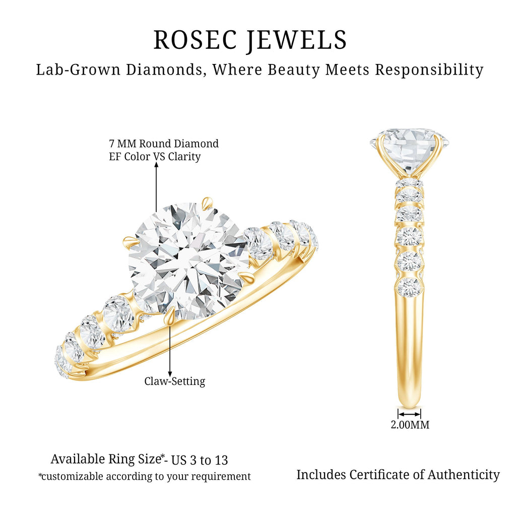 Certified 7 MM Lab Grown Diamond Solitaire Engagement Ring