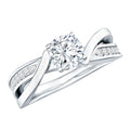 Cushion Cut Diamond Infinity Solitaire Ring with Side Stones