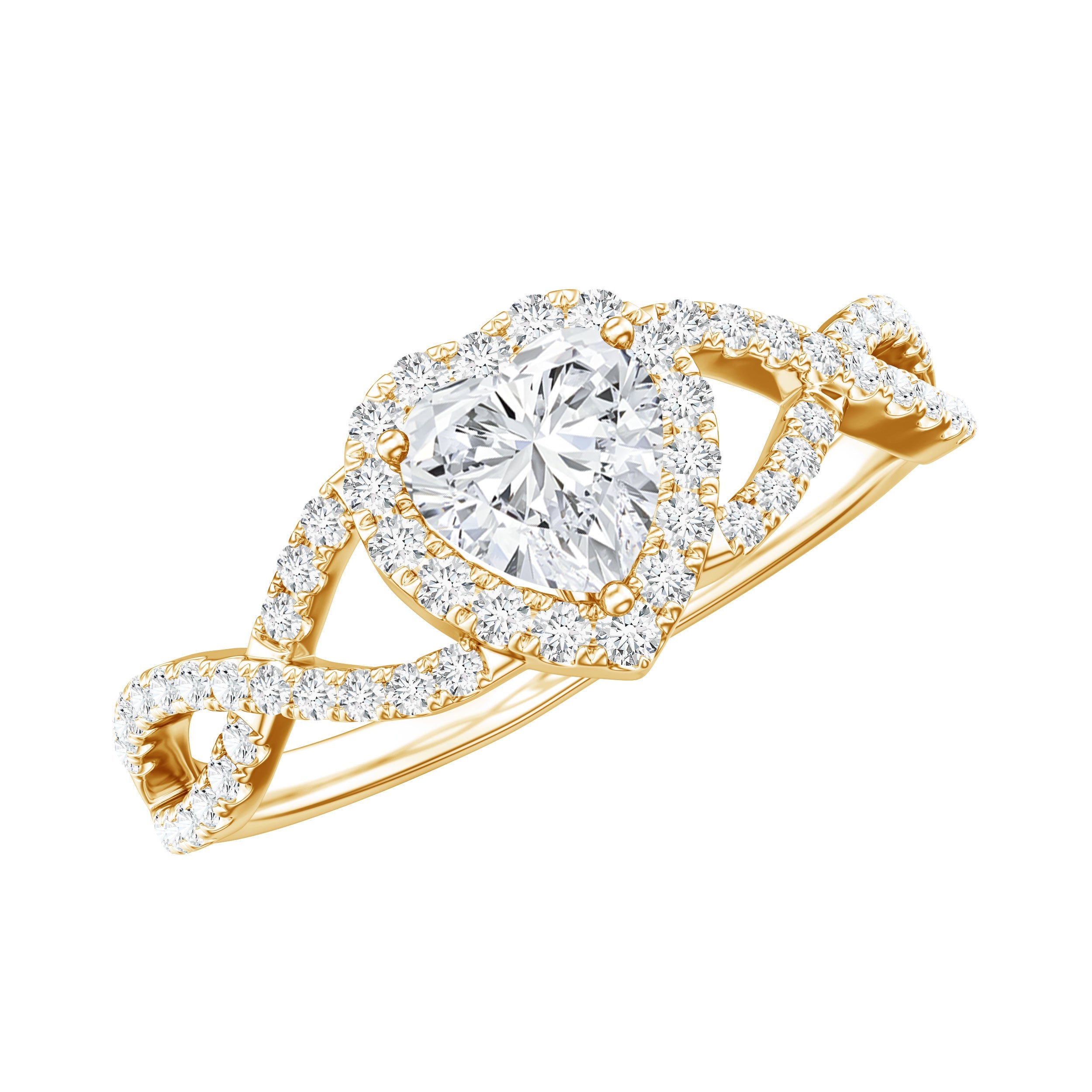 Lab Grown Diamond Heart Engagement Ring with Halo Design