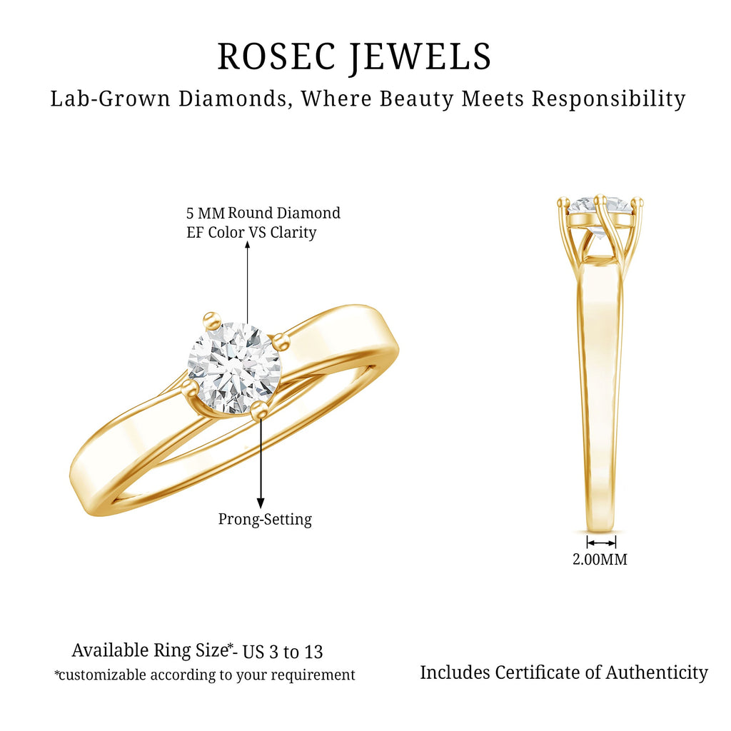 Lab Grown Diamond Solitaire Ring With 4 Prong Diagonal Set