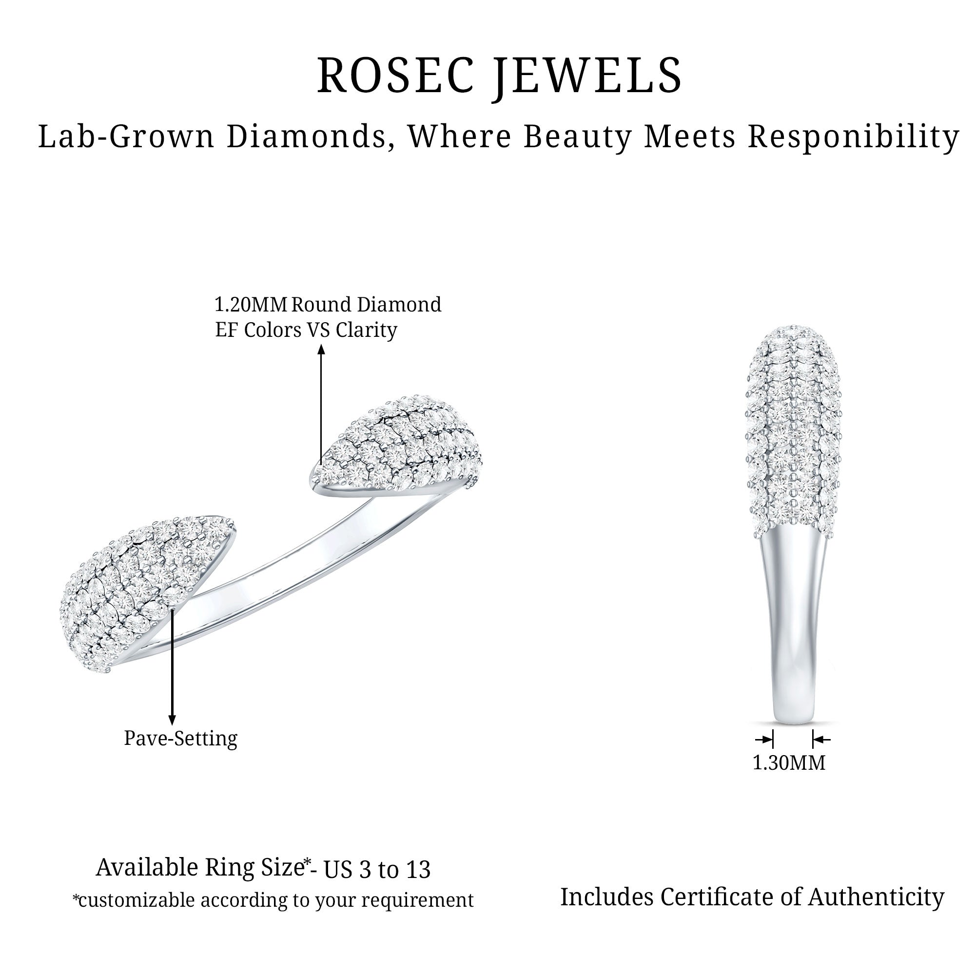 Lab Created Diamond Wedding Wrap Ring For Women
