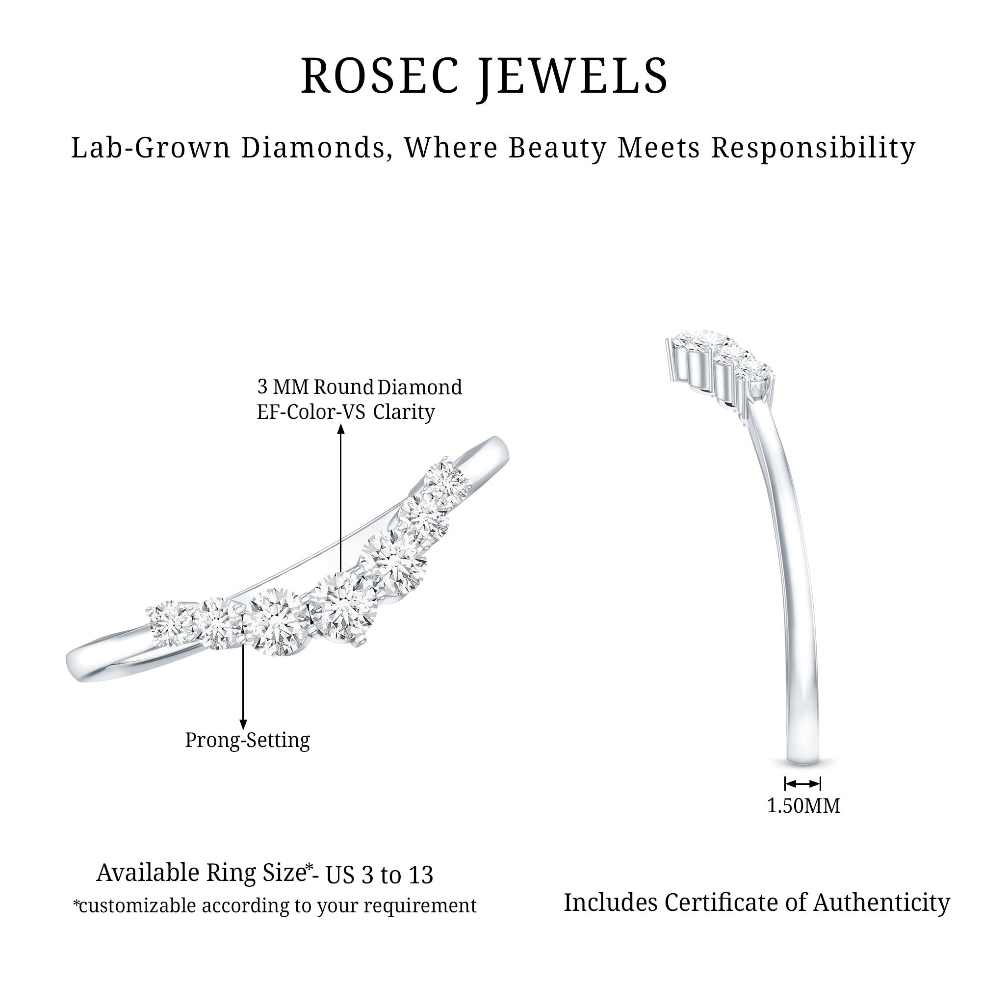 Certified Brilliant Cut Lab Grown Diamond Wedding Band Enhancer