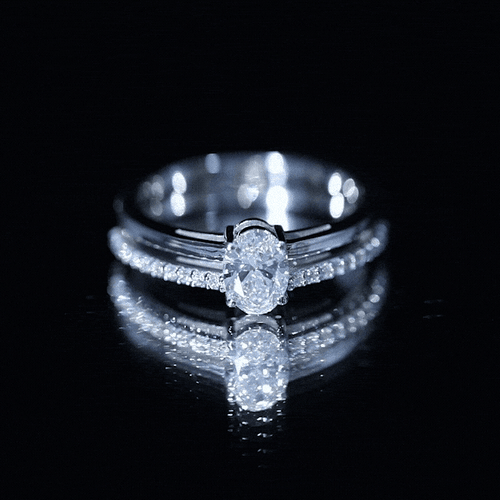 0.75 Carat Oval Cut Diamond Solitaire Double Band Engagement Ring For Her