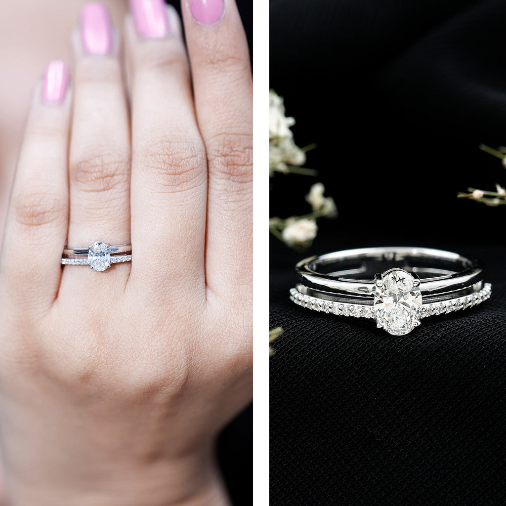 5X7 MM Oval Cut Diamond Solitaire Promise Ring For Her