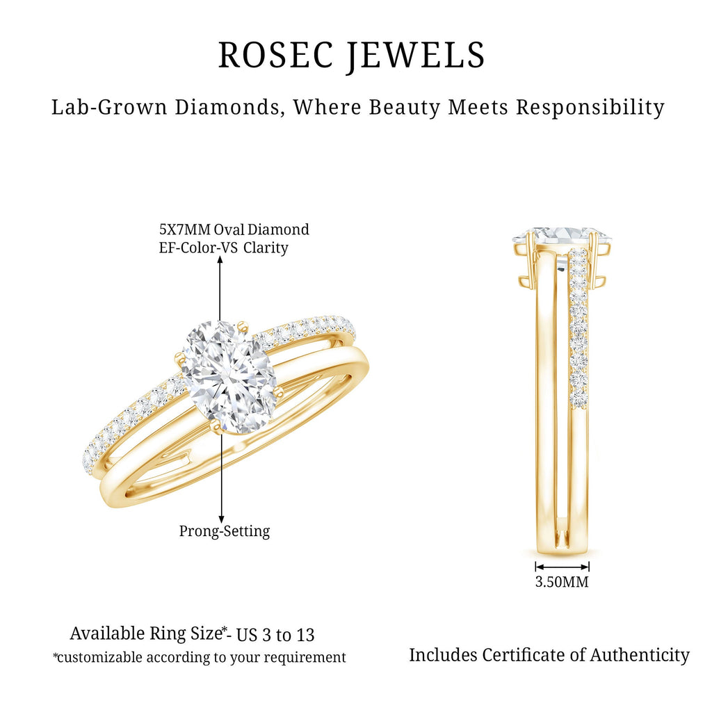 5X7 MM Oval Cut Diamond Solitaire Promise Ring For Her