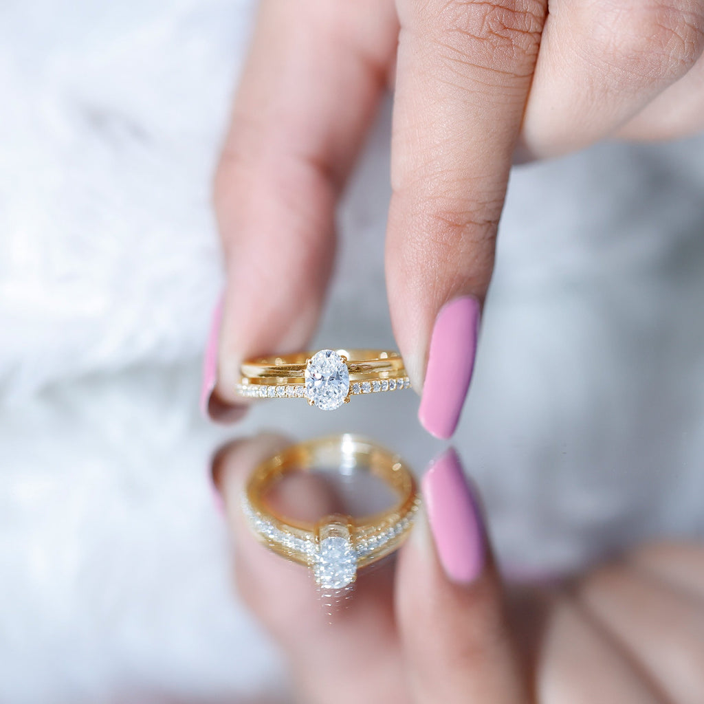 5X7 MM Oval Cut Diamond Solitaire Promise Ring For Her