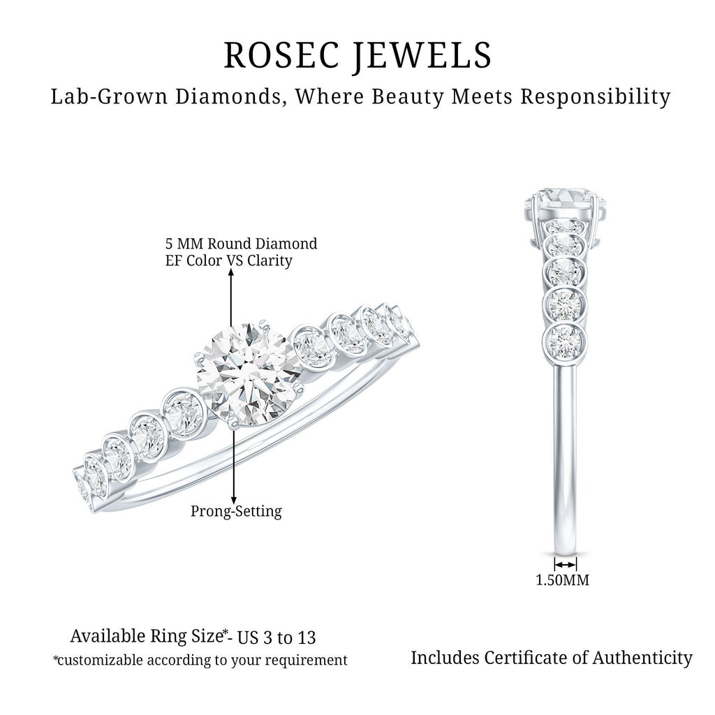 Round Brilliant Cut Lab Diamond Promise Ring with Side Stones