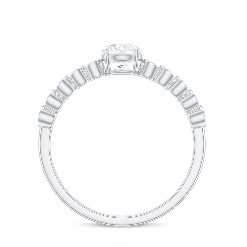 Round Brilliant Cut Lab Diamond Promise Ring with Side Stones