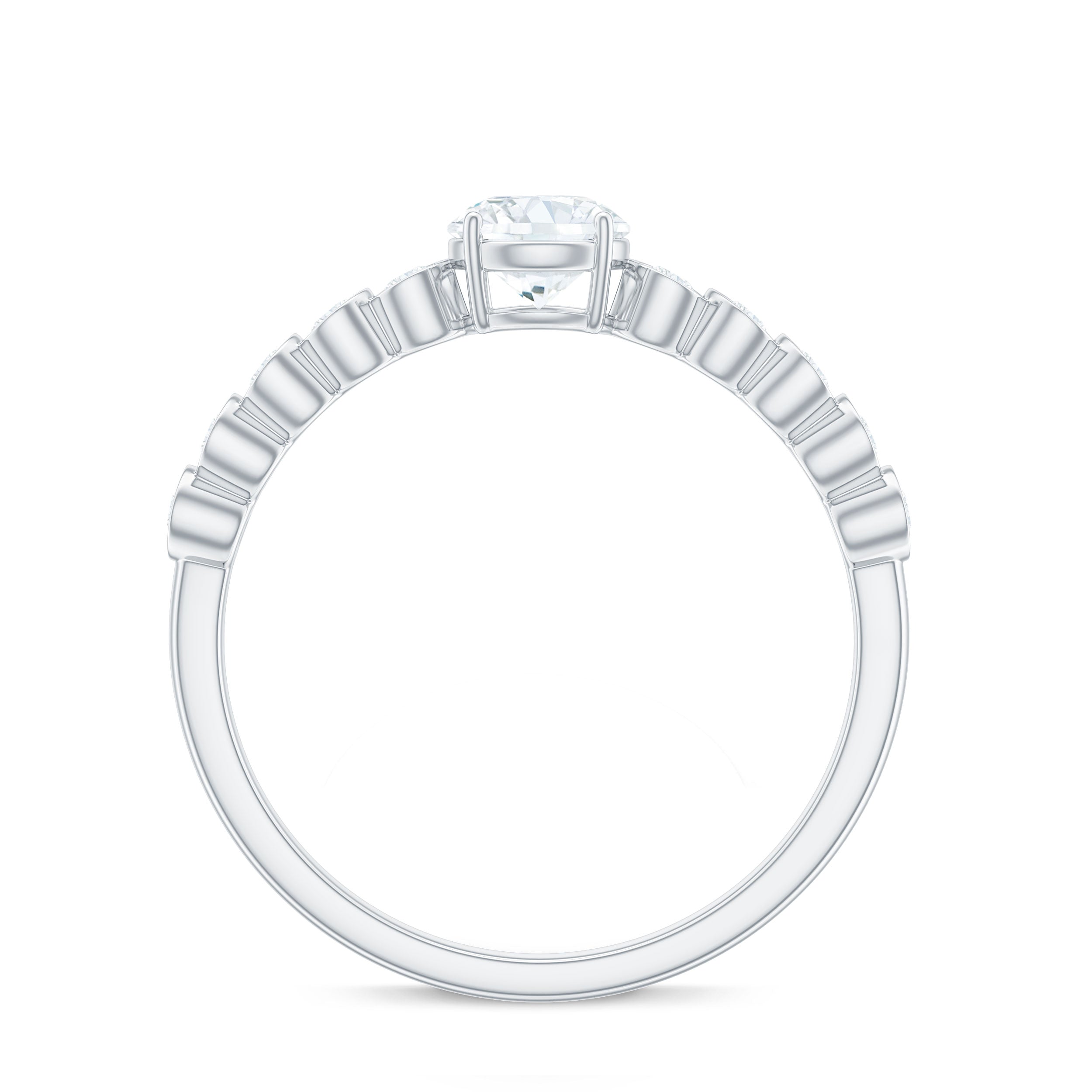 Round Brilliant Cut Lab Diamond Promise Ring with Side Stones