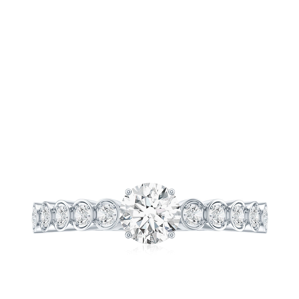 Round Brilliant Cut Lab Diamond Promise Ring with Side Stones