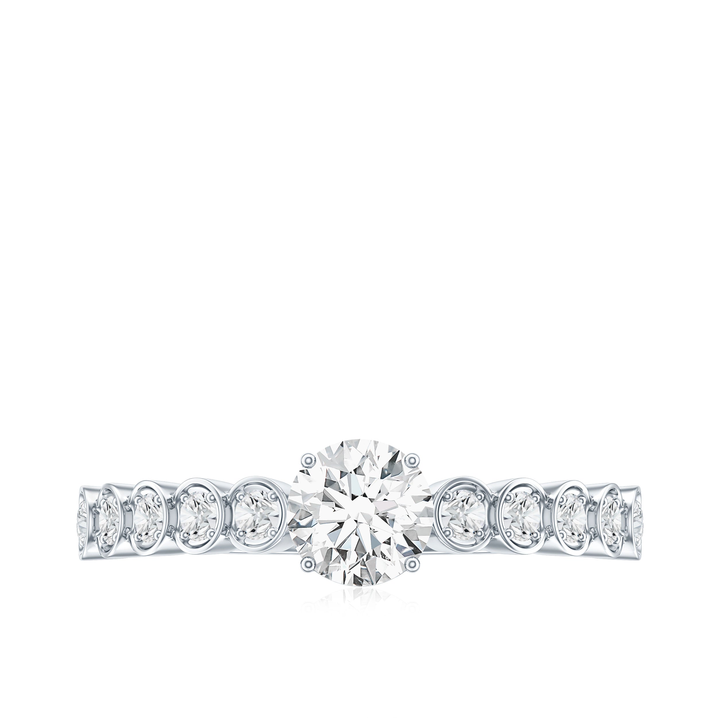 Round Brilliant Cut Lab Diamond Promise Ring with Side Stones