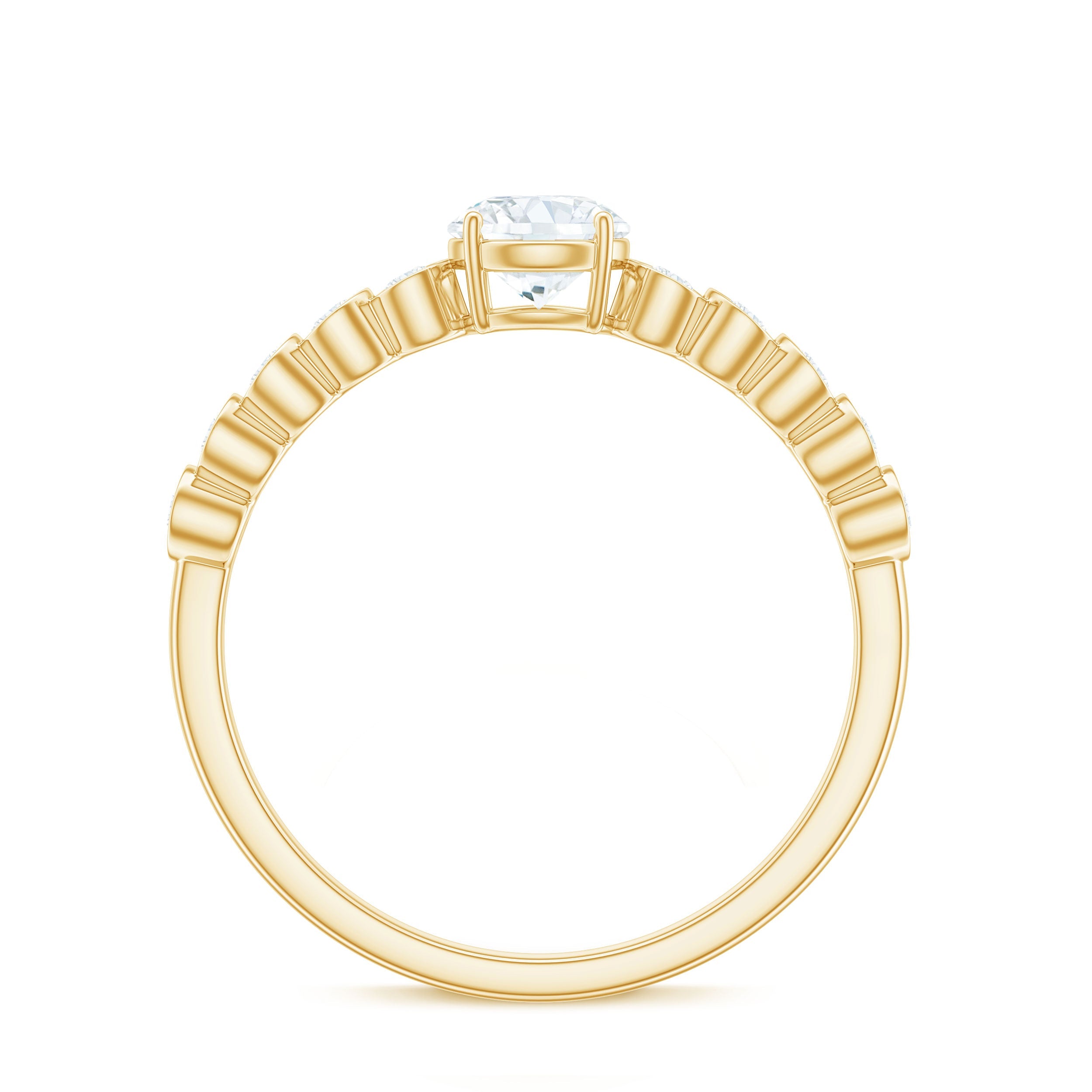Round Brilliant Cut Lab Diamond Promise Ring with Side Stones