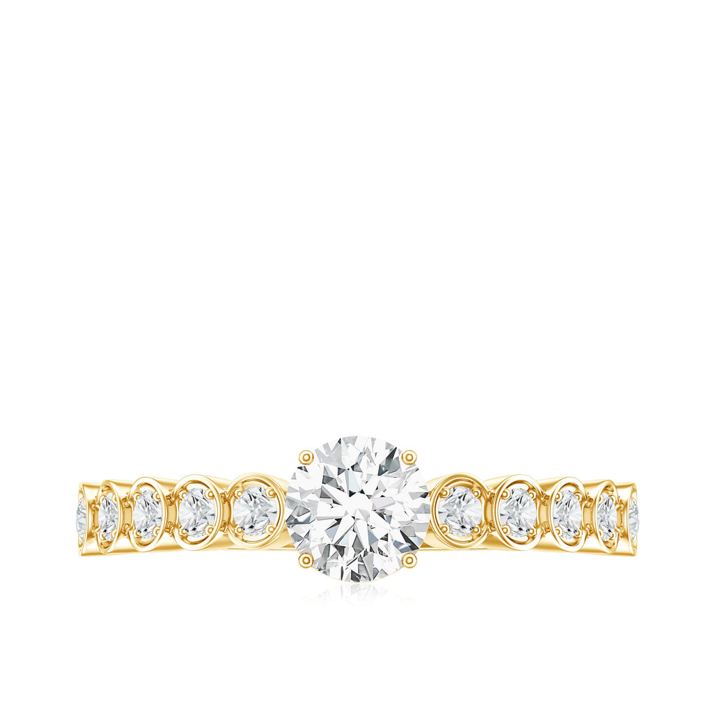 Round Brilliant Cut Lab Diamond Promise Ring with Side Stones