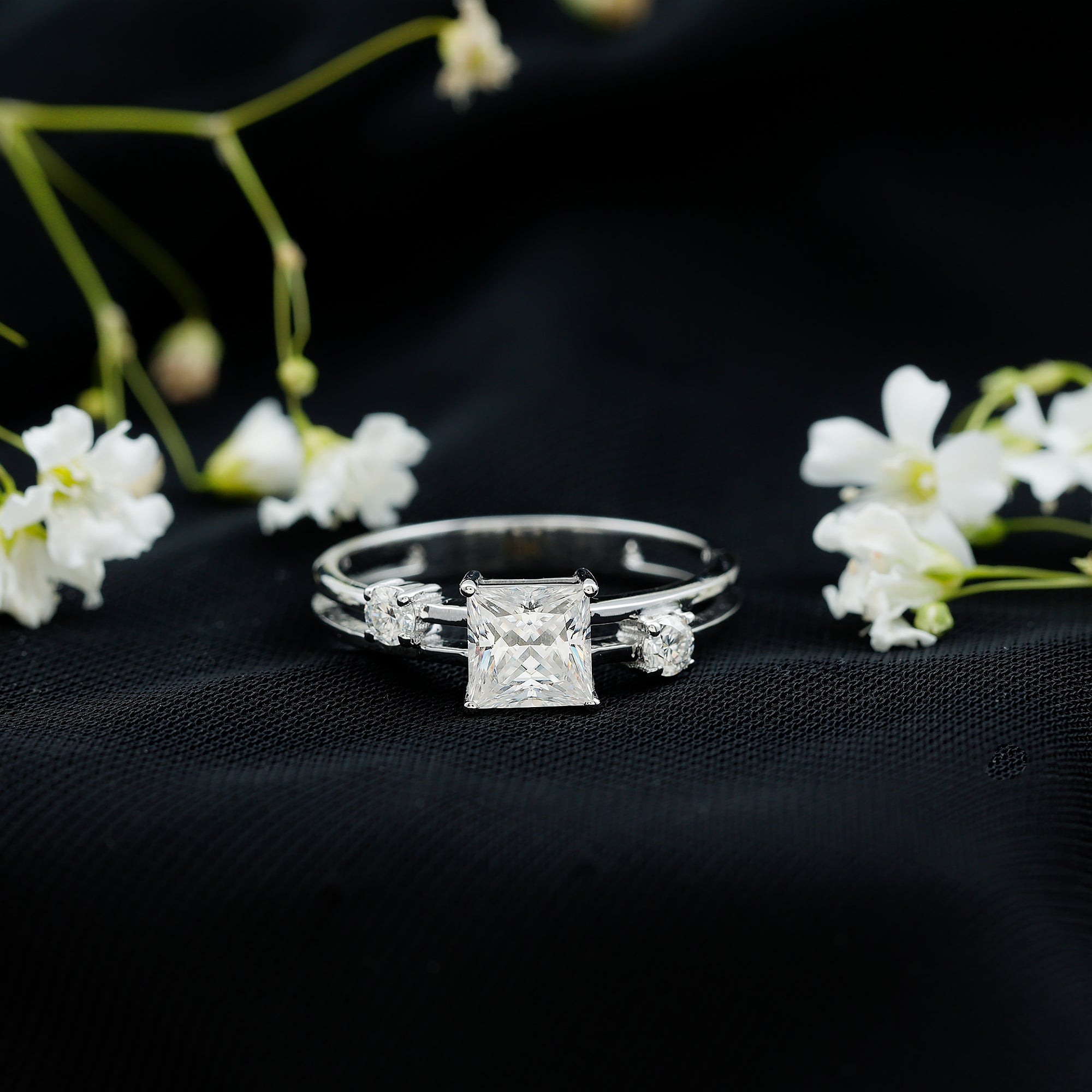 Princess Cut Lab Grown Diamond Double Band Ring