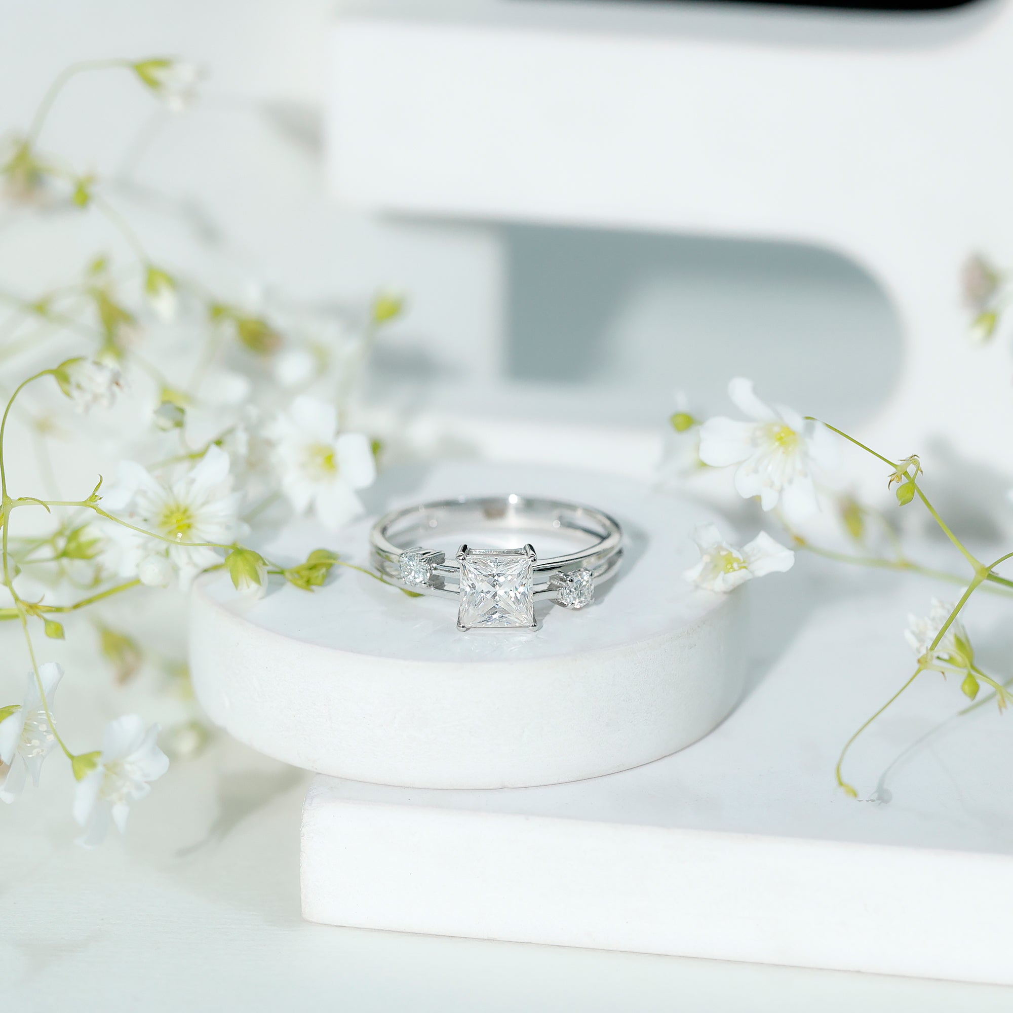 Princess Cut Lab Grown Diamond Double Band Ring