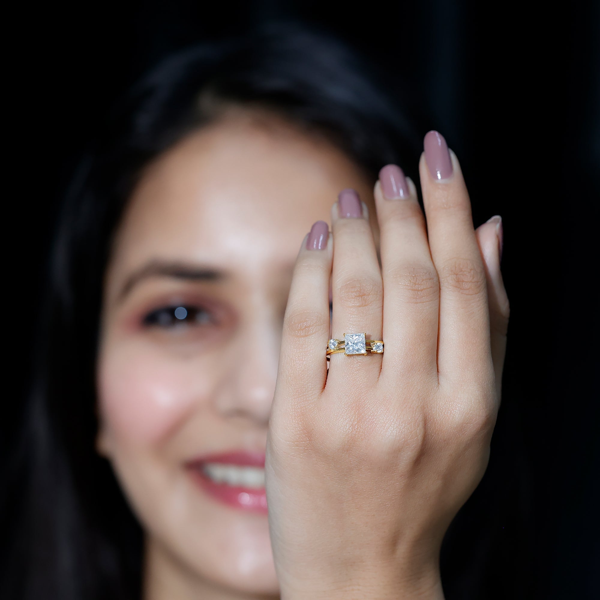 Princess Cut Lab Grown Diamond Double Band Ring