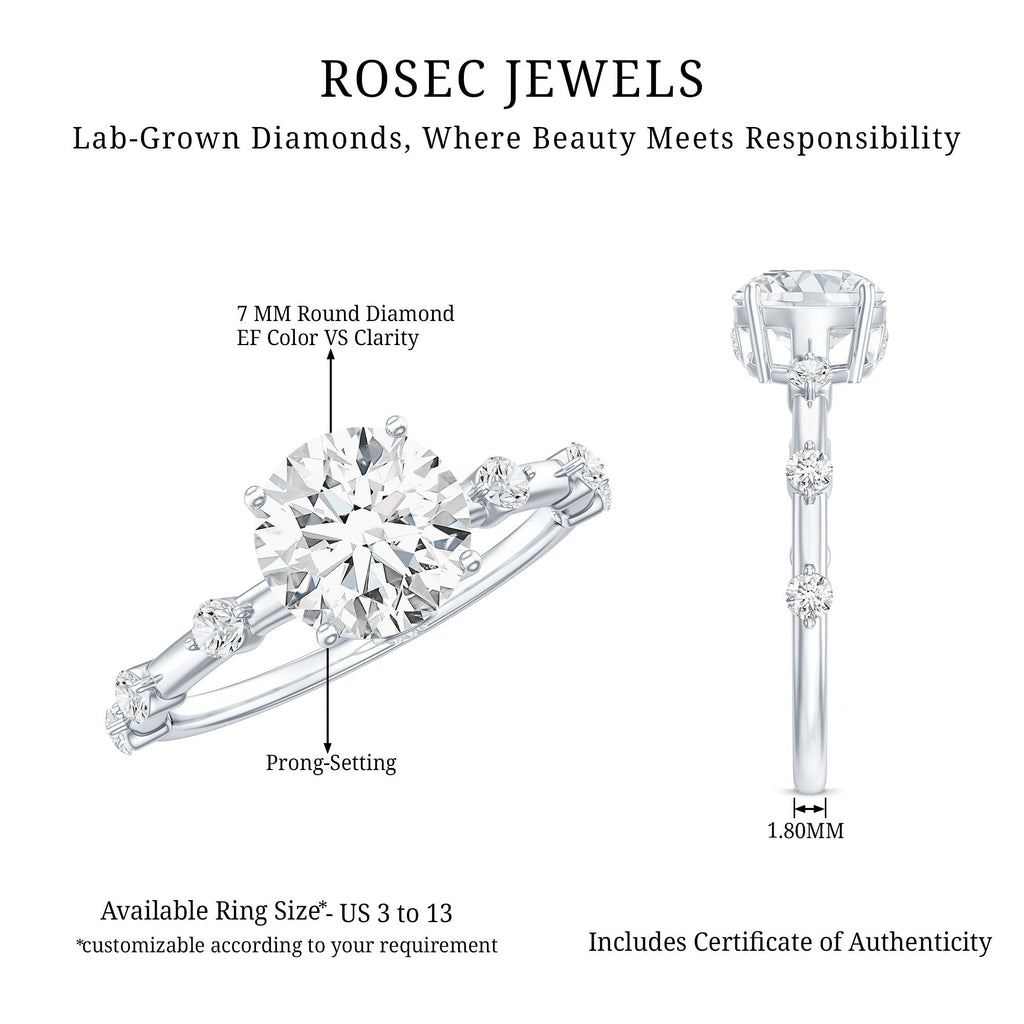 Round Brilliant Cut Lab Grown Diamond Traditional Engagement Ring