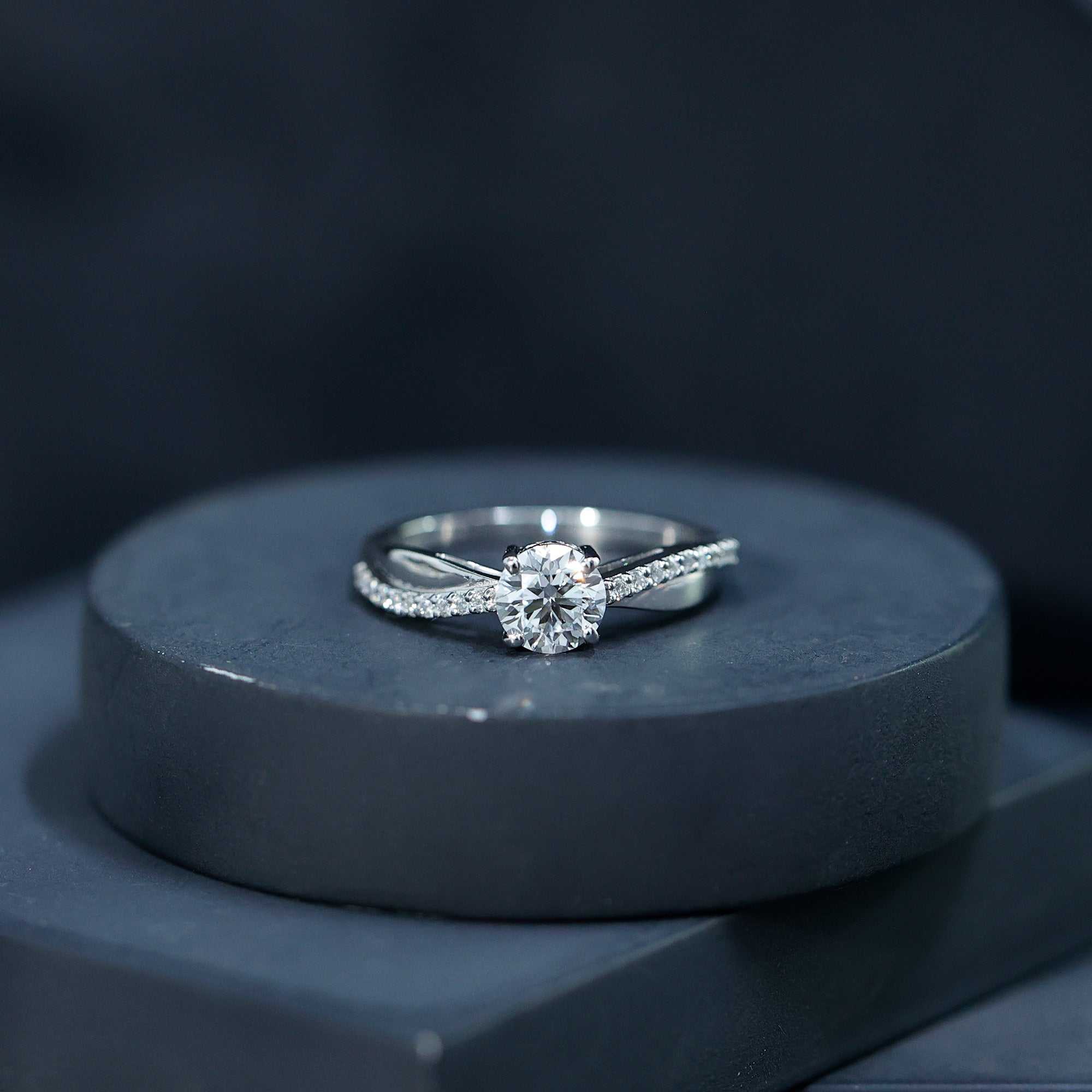 Certified Lab Grown Diamond Engagement Ring With Bypass Details