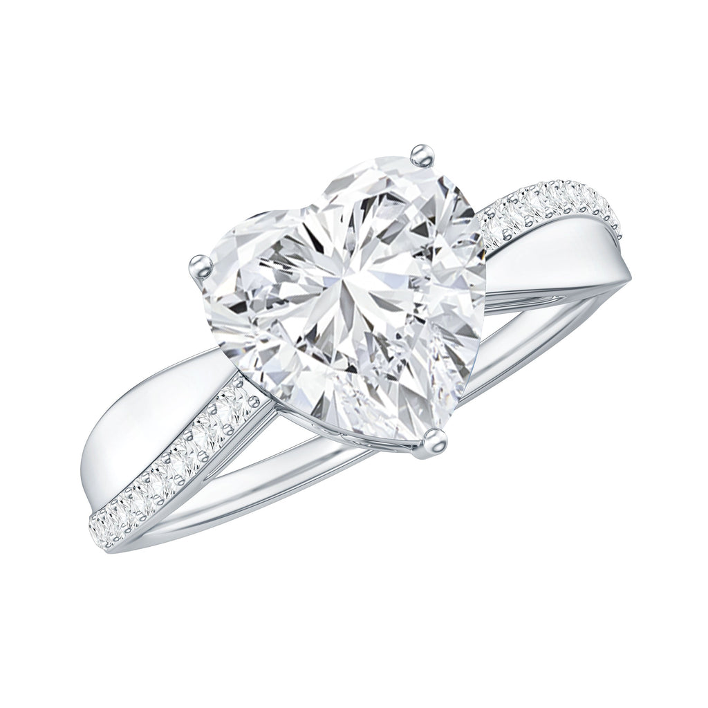 Lab Grown Diamond Heart Engagement Ring With Bypass Details
