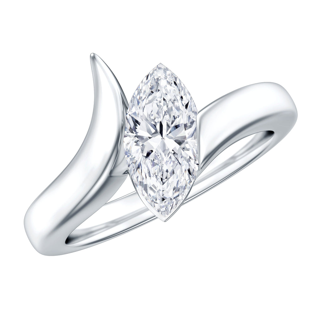 Lab Diamond 5X10 MM Marquise Engagement Ring in Tension Mount Setting