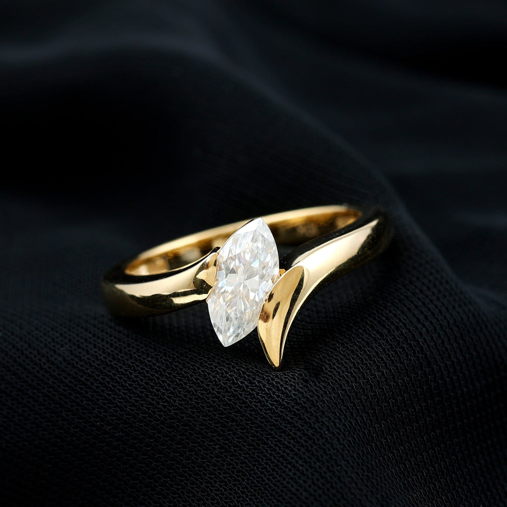 Lab Diamond 5X10 MM Marquise Engagement Ring in Tension Mount Setting