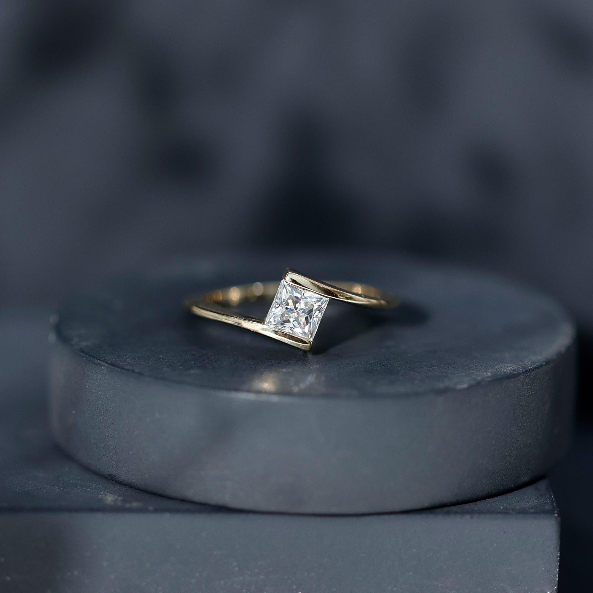 5 mm Princess Cut Lab Grown Diamond Ring With Tension Setting