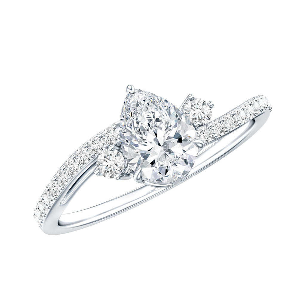 Pear Lab Created Diamond Engagement Bypass Ring for Her