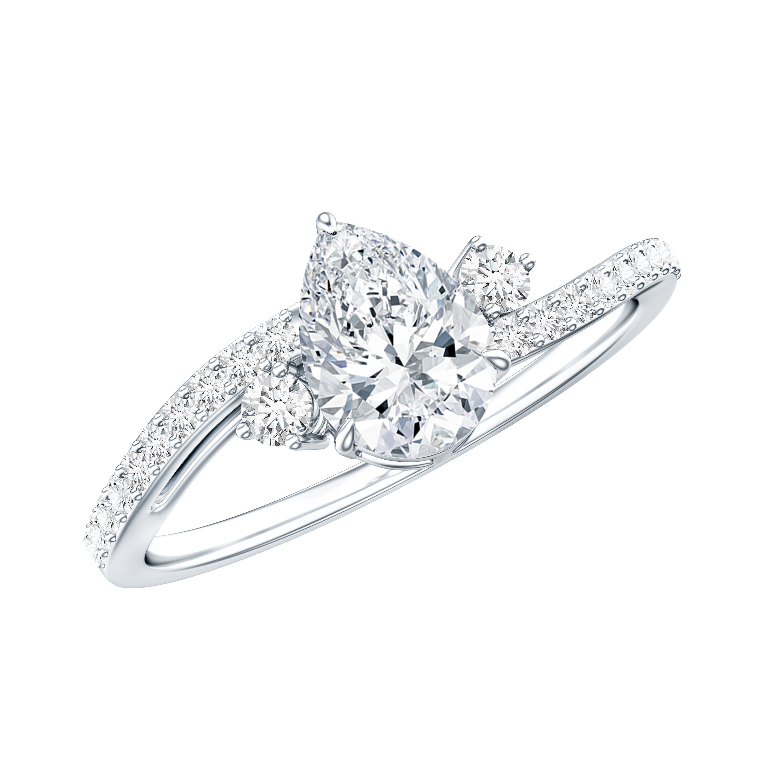 Pear Lab Created Diamond Engagement Bypass Ring for Her