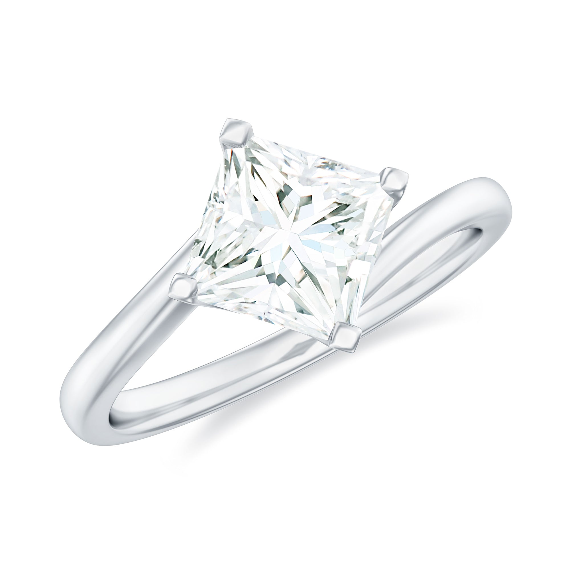 Princess Cut Lab Grown Diamond Bypass Engagement Ring for Women
