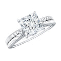 Lab Grown Diamond Engraved Solitaire Engagement Ring in Claw Set