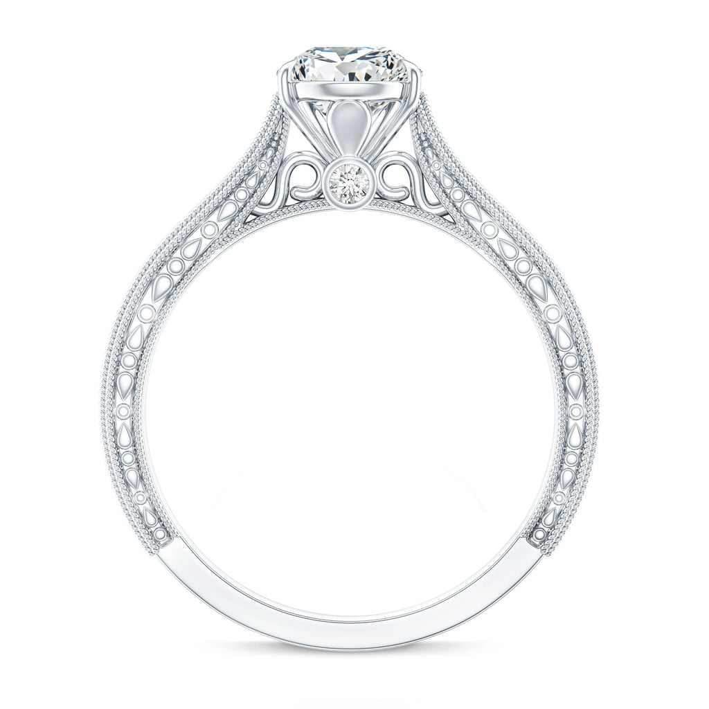 6X8 mm Pear Lab Created Diamond Filigree Engagement Ring