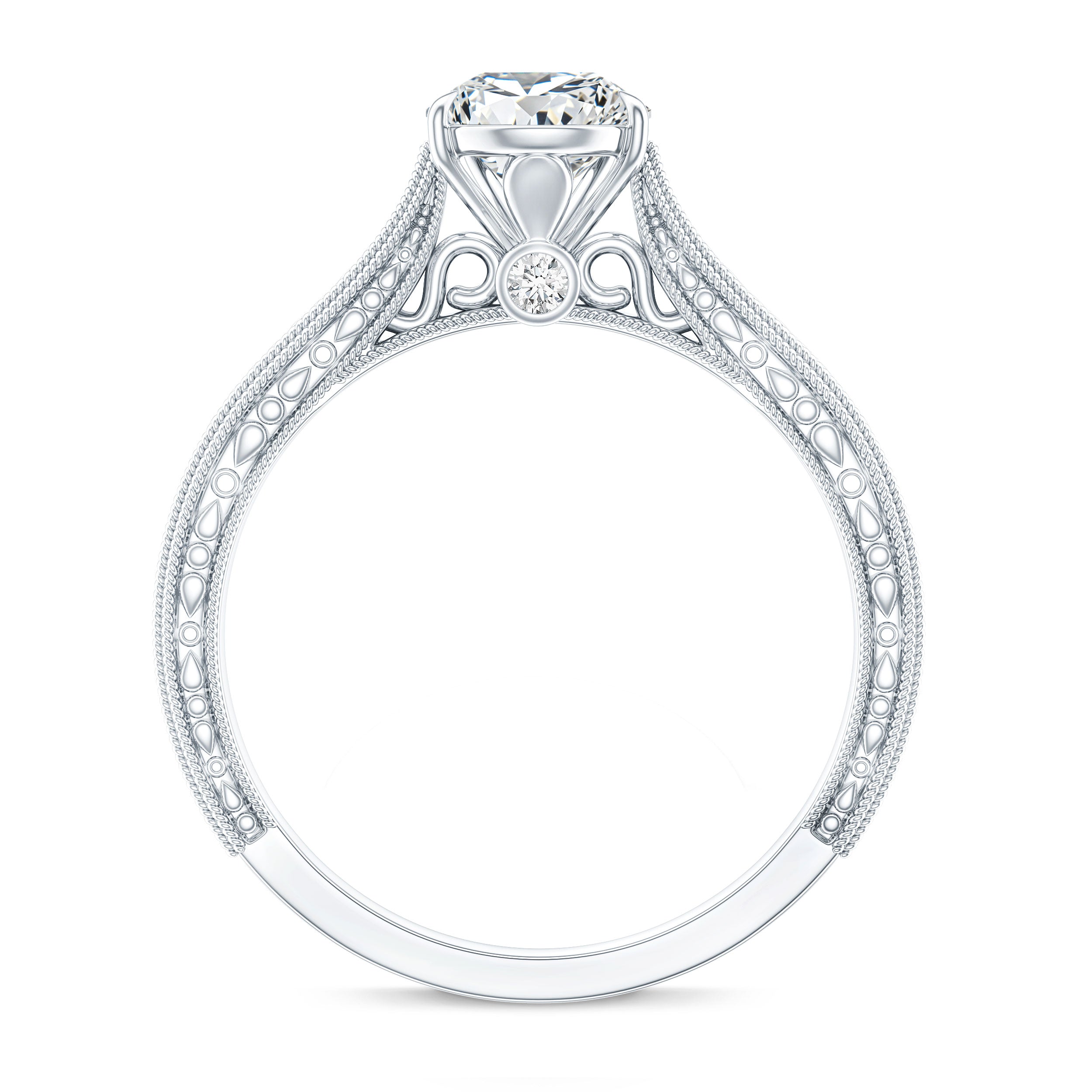 6X8 mm Pear Lab Created Diamond Filigree Engagement Ring