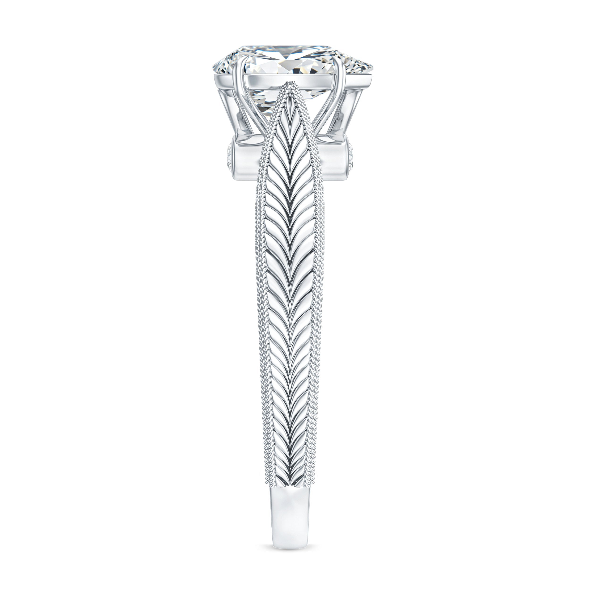 6X8 mm Pear Lab Created Diamond Filigree Engagement Ring