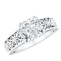 Certified 1 Carat Heart Lab Created Vintage Engagement Ring
