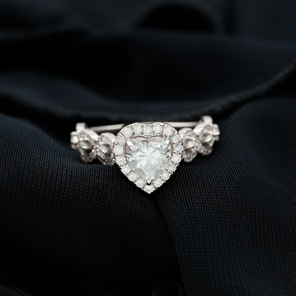 Vintage Inspired Lab Grown Diamond Heart Engagement Ring For Her