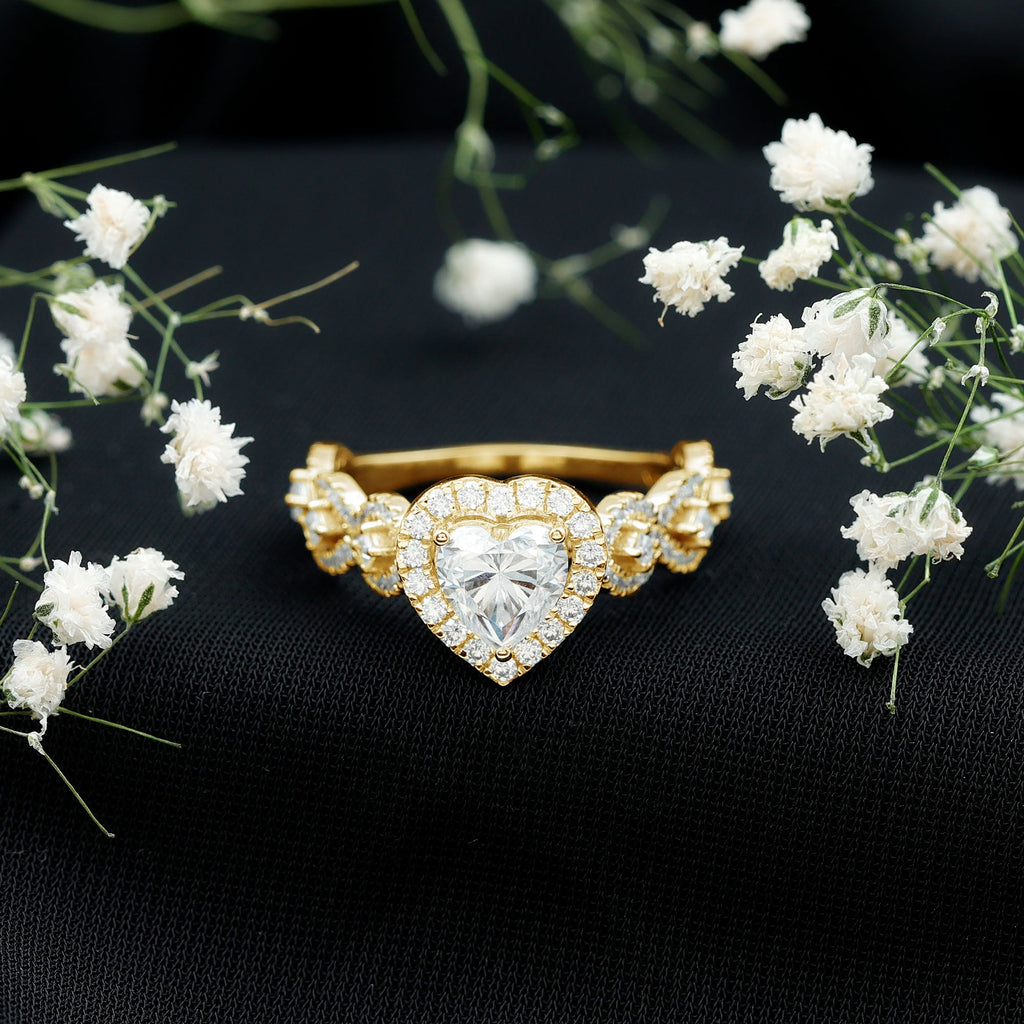 Vintage Inspired Lab Grown Diamond Heart Engagement Ring For Her
